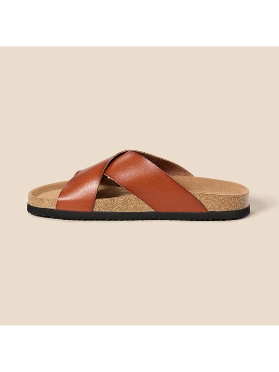Men\'s Tan Faux Leather Imported Crossover Sandals Casual main image 4